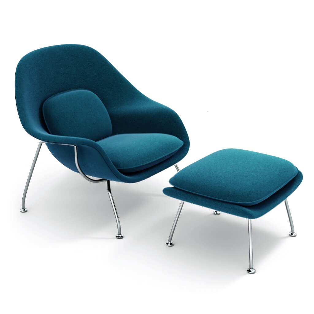 Dominidesign Lounge chair with Hocker Womb blue