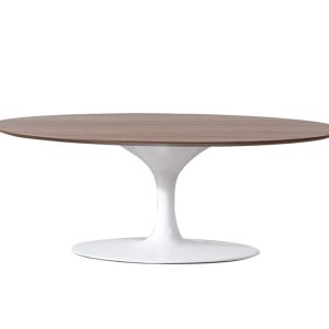 Dominidesign Coffee table Tulip Table Oval Top walnut Base white