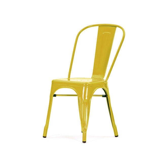 Dominidesign Terrace chair Tolix style outdoor chair Stackable chair glossy yellow