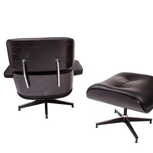 Dominidesign Lounge chair with hocker EA670 Black leather Black shell Black base