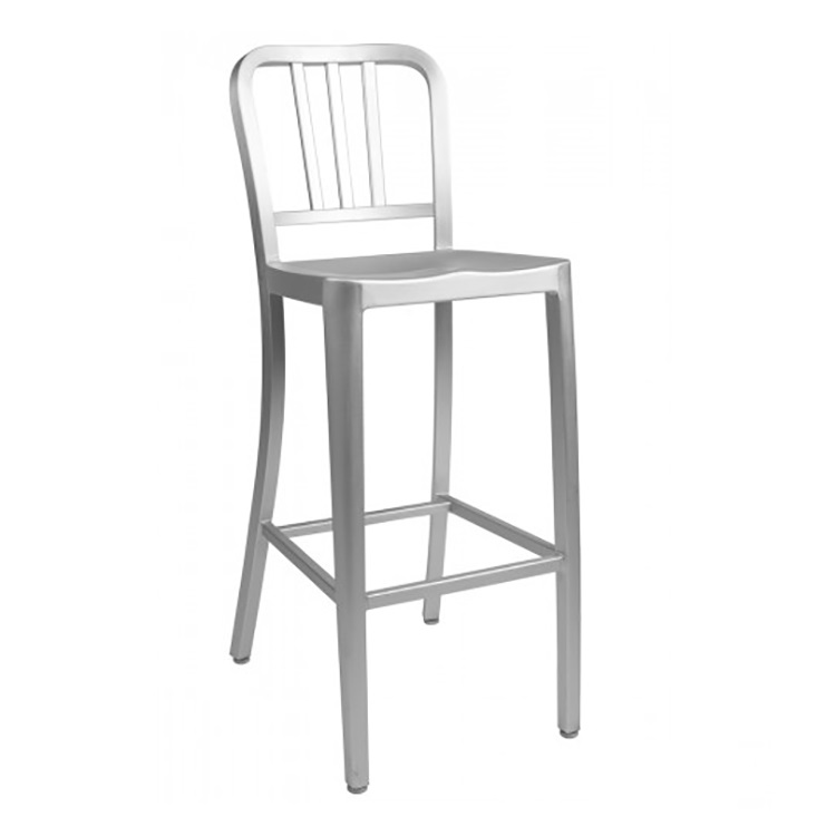 Dominidesign Barstool Navy style Bar Stool barstool brushed Aluminum, 75cm