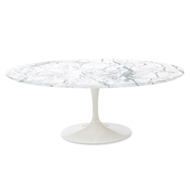 Dominidesign Dining table Tulip Table Oval Top Marble white Base white
