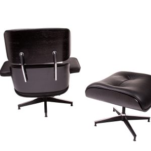 Dominidesign Lounge chair with hocker EA670 XL Black leather Black shell Black base