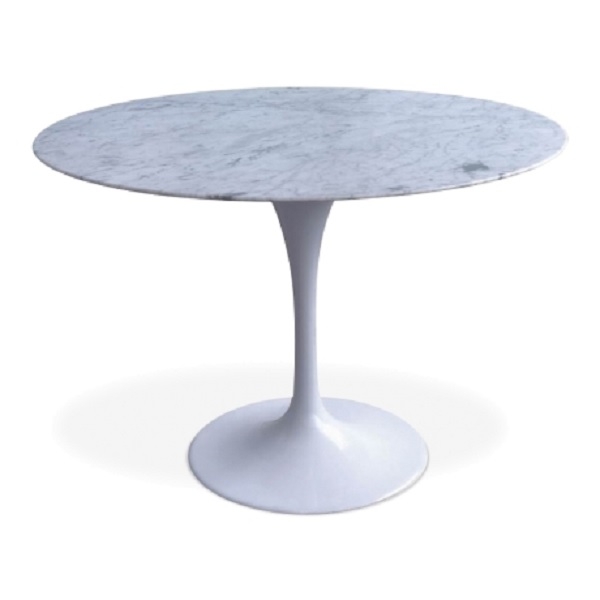 Dominidesign Dining table Tulip Table 100cm Top Marble white Base white